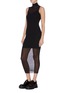 Front View - Click To Enlarge - MARCHEN - Sheer knit turtleneck sleeveless maxi dress