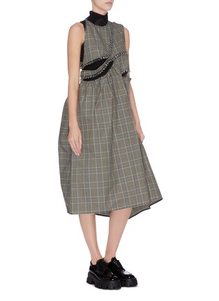 Front View - Click To Enlarge - MARCHEN - Check plaid embellished cut out maxi dress