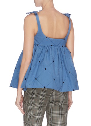 Back View - Click To Enlarge - MARCHEN - Diamond pattern sleeveless embellished top