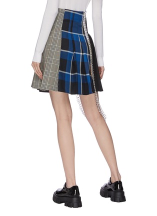 Back View - Click To Enlarge - MARCHEN - Check plaid panelled embellished pleat mini skirt