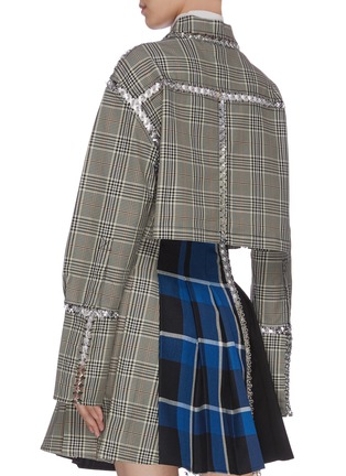 Back View - Click To Enlarge - MARCHEN - Check plaid embellished cropped jacket