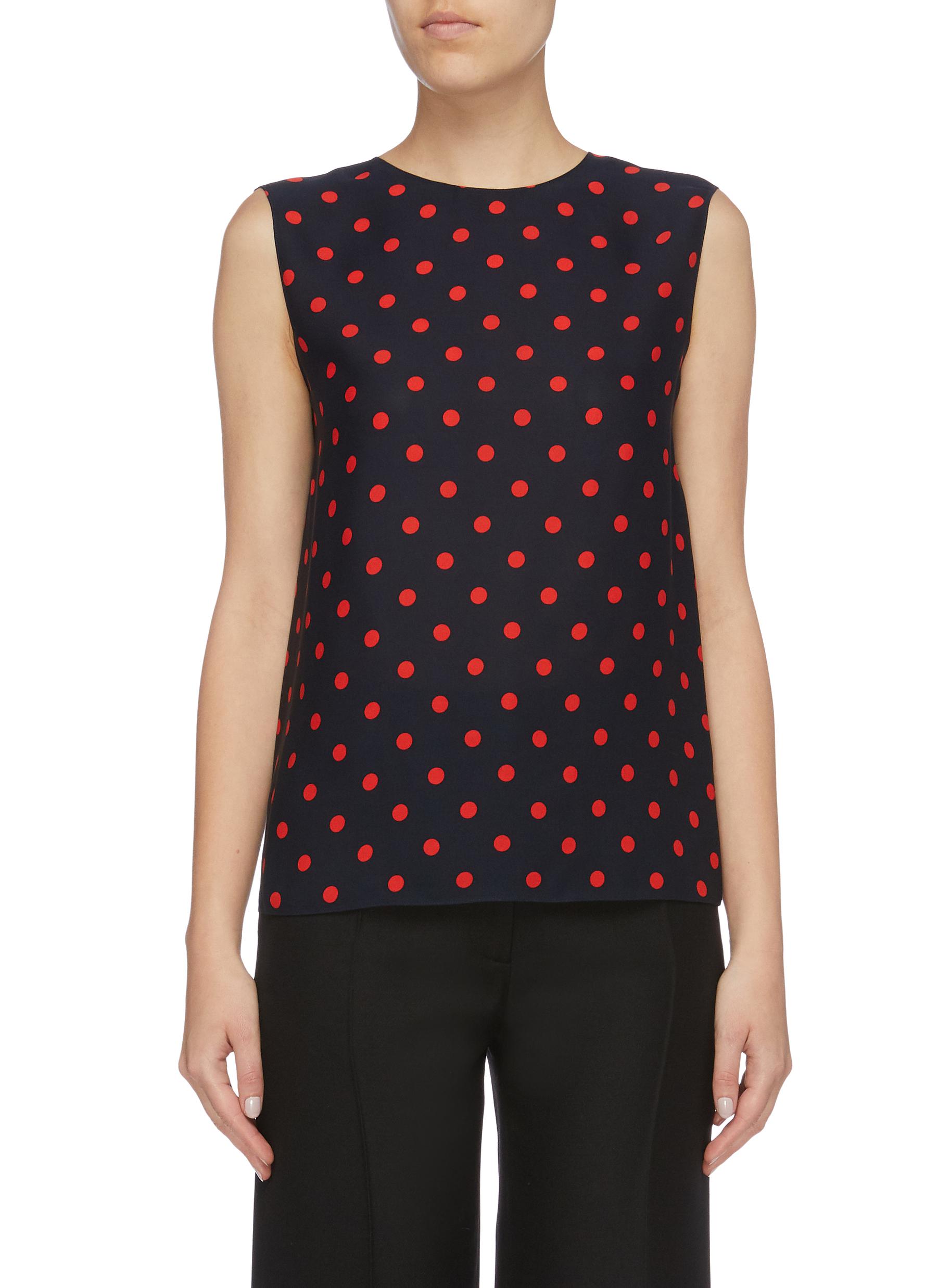 Continuous Shell polka dot silk georgette sleeveless top by Theory