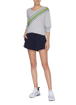 Figure View - Click To Enlarge - THE UPSIDE - 'Ivy' stripe panel sweat shorts
