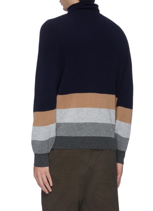 Back View - Click To Enlarge - BRUNELLO CUCINELLI - Stripe turtleneck sweater