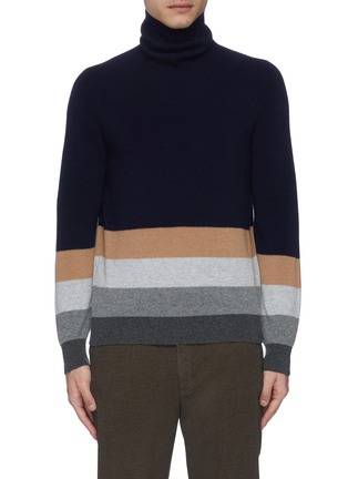 Main View - Click To Enlarge - BRUNELLO CUCINELLI - Stripe turtleneck sweater