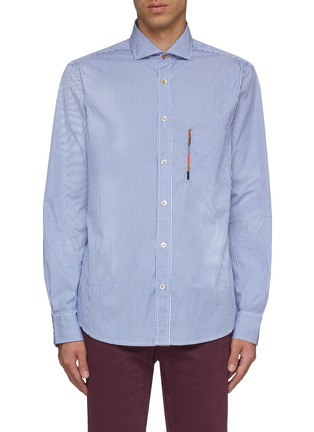 Main View - Click To Enlarge - PAUL SMITH - 'Artist Stripe' embroidered patch pocket stripe shirt
