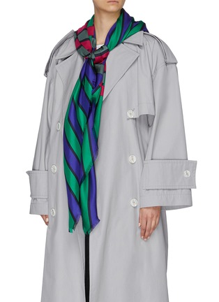 Figure View - Click To Enlarge - FRANCO FERRARI - 'Twill' colourblock woven stripe silk scarf
