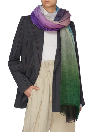 Figure View - Click To Enlarge - FRANCO FERRARI - 'Euclide' dégradé cashmere scarf