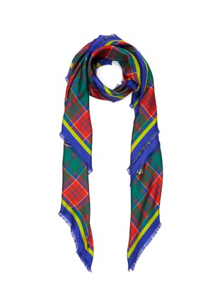 Main View - Click To Enlarge - FRANCO FERRARI - 'Twill' rope tassel print tartan plaid silk scarf