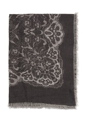 Detail View - Click To Enlarge - FRANCO FERRARI - 'Euclide' floral lace cashmere scarf