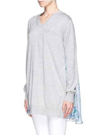 Front View - Click To Enlarge - SACAI - Floral silk back sweater