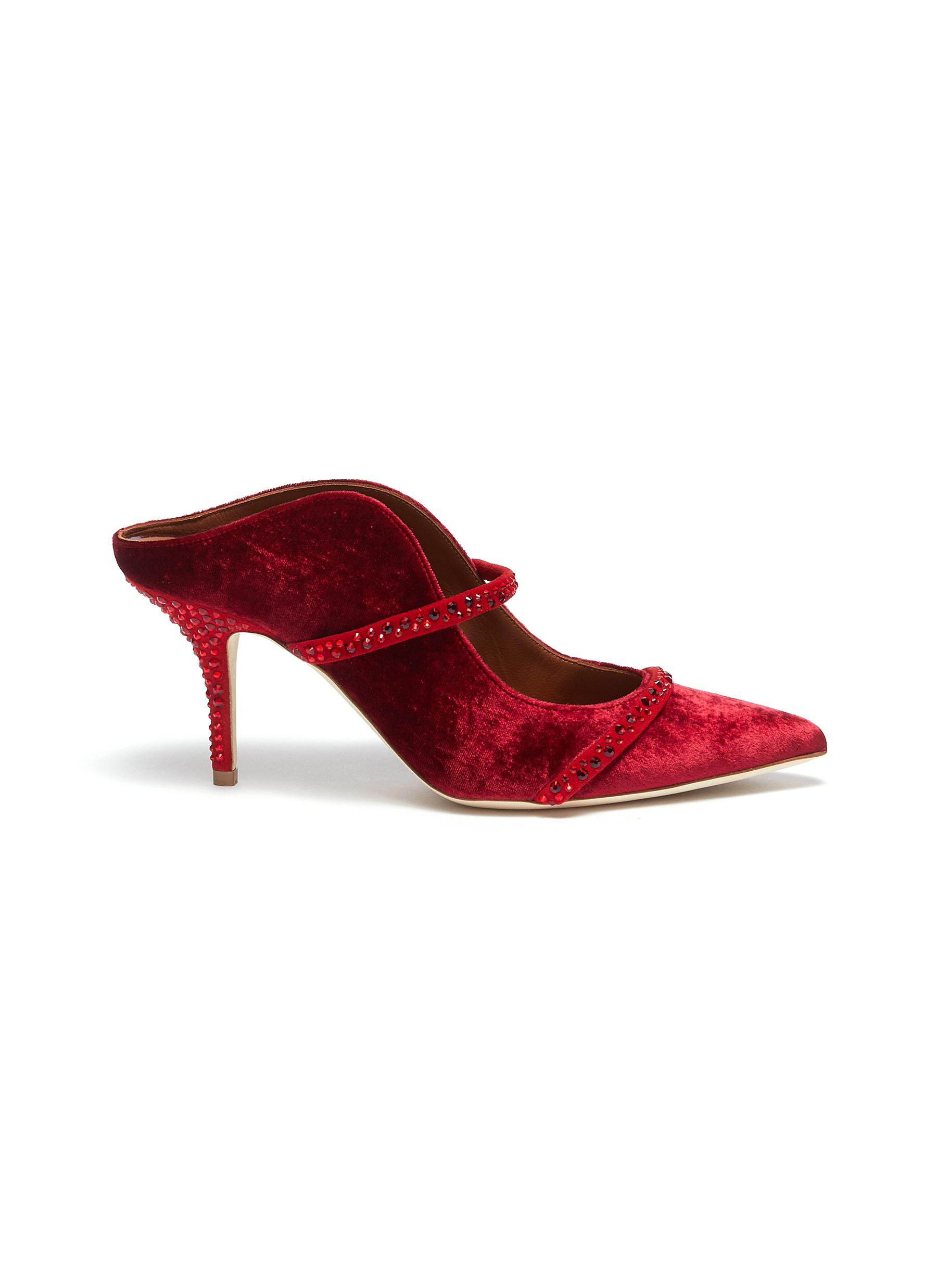 Maureen strass embellished strappy velvet mules by Malone Souliers