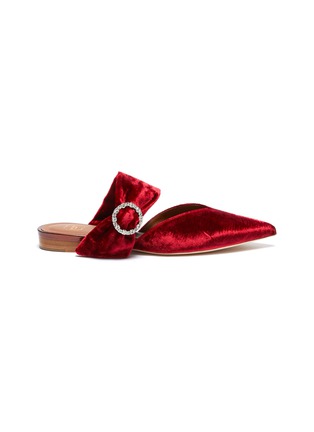 Main View - Click To Enlarge - MALONE SOULIERS - 'Maite' glass crystal buckle velvet slides