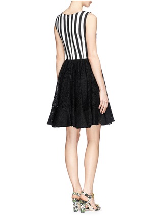 Back View - Click To Enlarge - - - Lace ruffle skirt stripe crepe dress