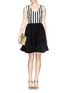 Figure View - Click To Enlarge - - - Lace ruffle skirt stripe crepe dress