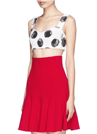 Front View - Click To Enlarge - - - Paint effect polka dot print cropped top
