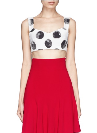 Main View - Click To Enlarge - - - Paint effect polka dot print cropped top