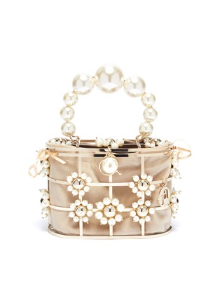 Main View - Click To Enlarge - ROSANTICA - 'Lennon' faux pearl metal caged bag