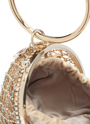 Detail View - Click To Enlarge - ROSANTICA - 'Camelia' glass crystal fringe ring handle caged clutch