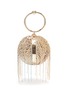 Main View - Click To Enlarge - ROSANTICA - 'Camelia' glass crystal fringe ring handle caged clutch
