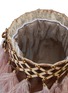 Detail View - Click To Enlarge - ROSANTICA - 'Aramis' feather fringe metal lattice velvet bucket bag