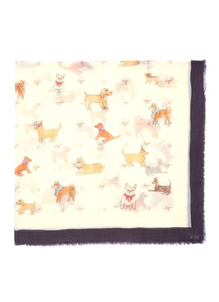 Detail View - Click To Enlarge - CJW - 'Puppy Love' print giant wool scarf
