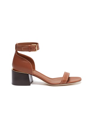 Main View - Click To Enlarge - BURBERRY - Metal heel insert ankle strap leather sandals