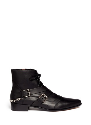 Main View - Click To Enlarge - TABITHA SIMMONS - 'Bryon' strap and chain leather boots