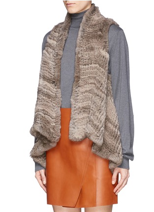 Front View - Click To Enlarge - 72348 - 'Indie' rabbit fur knit drape gilet 
