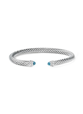Detail View - Click To Enlarge - DAVID YURMAN - ‘Cable Classics’ sterling silver diamond blue topaz cuff