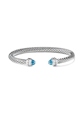 Detail View - Click To Enlarge - DAVID YURMAN - ‘Cable Classics’ sterling silver diamond blue topaz cuff