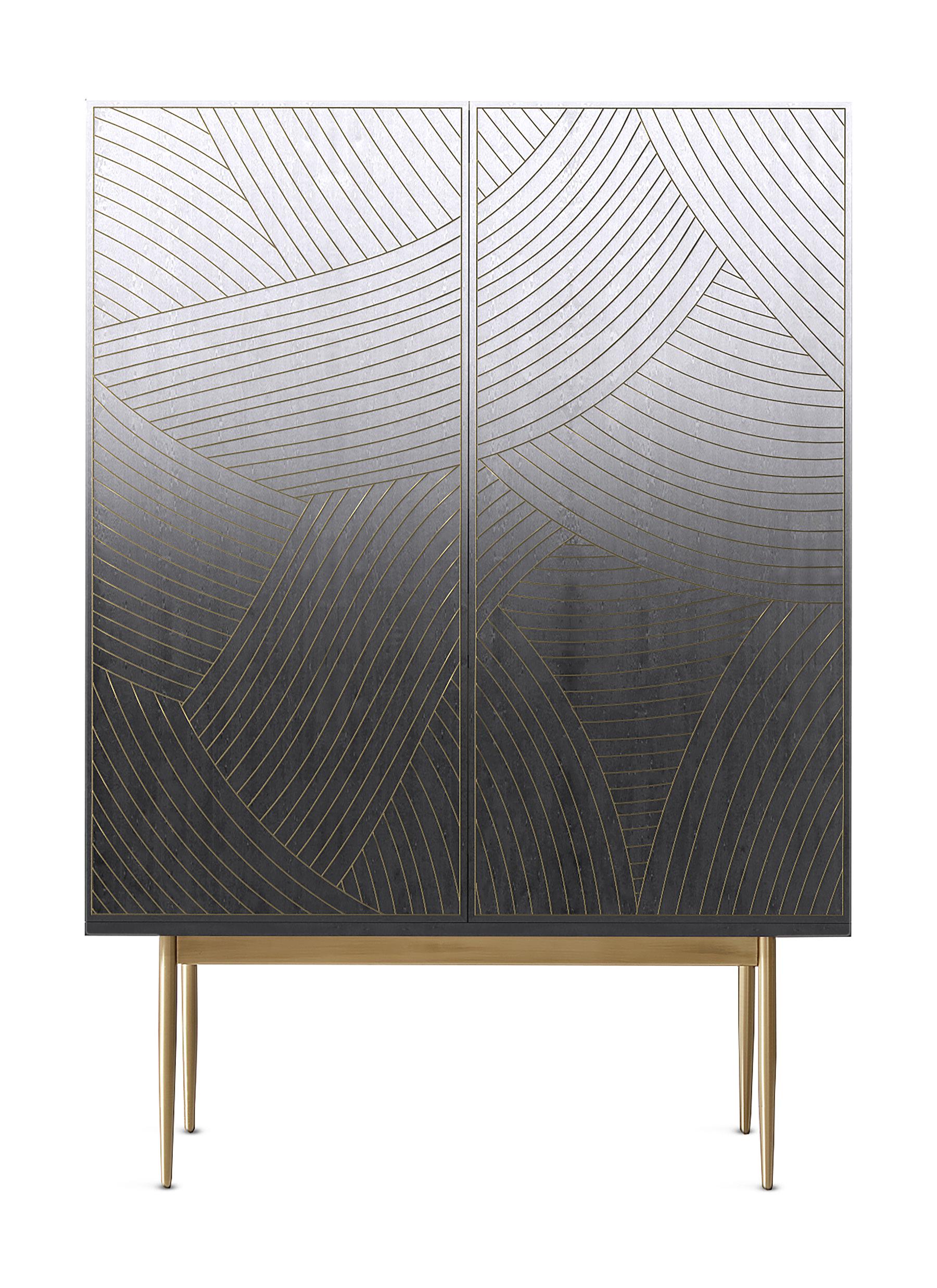 Dhow bar cabinet - Charcoal/Brass