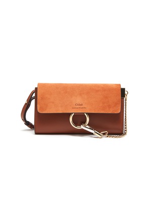 Main View - Click To Enlarge - CHLOÉ - 'Faye' suede flap leather chain wallet