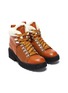 Detail View - Click To Enlarge - CHLOÉ - 'Bella' embossed panelled shearling hiking boots