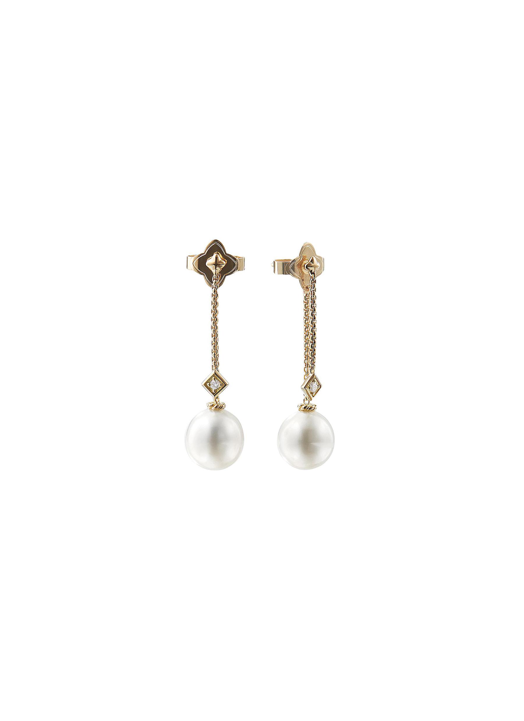 DAVID YURMAN Solari' diamond freshwater pearl chain drop earrings
