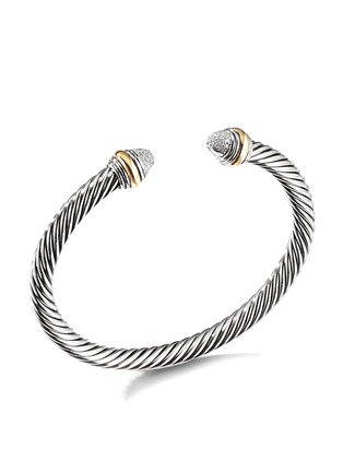 Detail View - Click To Enlarge - DAVID YURMAN - ‘Cable’ 14k gold sterling silver diamond cuff