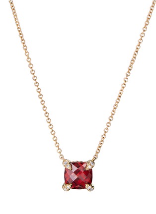 Main View - Click To Enlarge - DAVID YURMAN - Chatelaine' diamond garnet 18k yellow gold pendant necklace