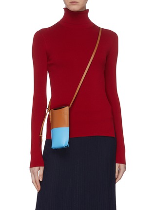 Figure View - Click To Enlarge - LOEWE - 'Gate Pocket' colourblock leather crossbody pouch