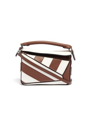 Main View - Click To Enlarge - LOEWE - 'Puzzle Rugby' mini stripe leather bag