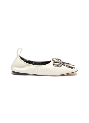Main View - Click To Enlarge - LOEWE - Glass crystal bow leather ballerina flats