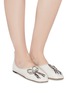 Figure View - Click To Enlarge - LOEWE - Glass crystal bow leather ballerina flats