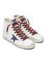 Detail View - Click To Enlarge - GOLDEN GOOSE - 'Francy' fur tongue contrast laces star print sneakers