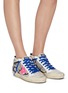 Figure View - Click To Enlarge - GOLDEN GOOSE - 'Mid Star' contrast lace snakeskin print suede sneakers
