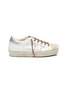 Main View - Click To Enlarge - GOLDEN GOOSE - 'Hi Star' contrast lace shearling panel platform leather sneakers