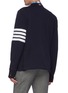 Back View - Click To Enlarge - THOM BROWNE  - 'Trompe Louil' 4 bar print blazer front zip up rib collar
