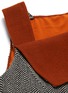 Detail View - Click To Enlarge - OSCAR DE LA RENTA - Folded collar drape panel hem herringbone dress