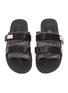 Detail View - Click To Enlarge - SUICOKE - 'MOTO-VS' strappy band faux python embossed leather slide sandals