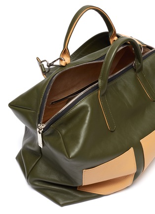Detail View - Click To Enlarge - A-ESQUE - 'Barrel Esque' contrast slip pocket leather bag
