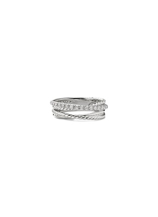 Detail View - Click To Enlarge - DAVID YURMAN - Diamond silver multi row crossover ring