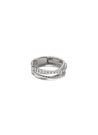 Main View - Click To Enlarge - DAVID YURMAN - Diamond silver multi row crossover ring
